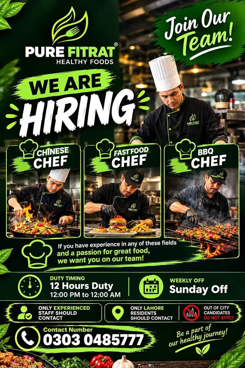 Chinese Chef / Fast Food Chef / BBQ Chef Required | Jobs | Lahore