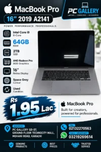 Apple MacBook Pro 2019 A2141 Core i9 8-Core 64GB/2TB/8GB Graphics 16″